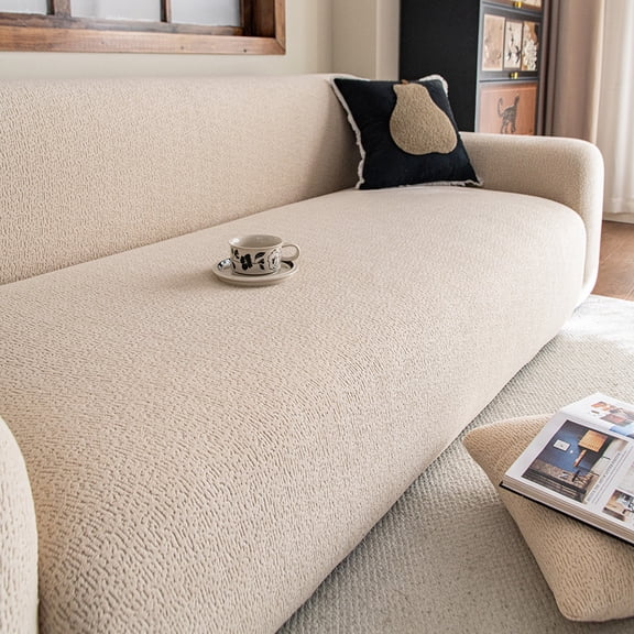 Namzi 3-Seater Non-Slip Sectional Sofa Slipcover, Washable Pet Proof Couch Cover, Stretchy Furniture Protector, Durable Sofa Cover for Pet Owners Living Room Home Decoration, 1 Piece,Light Khaki