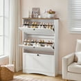 thumbnail image 5 of HOOBRO Large Shoe Cabinet, Farmhouse Entryway Organizer with Flip-Down Drawers and Adjustable Shelves, Holds 24 Pairs Storage for Hallway, Closet, White and Walnut WH37SC01, 5 of 12