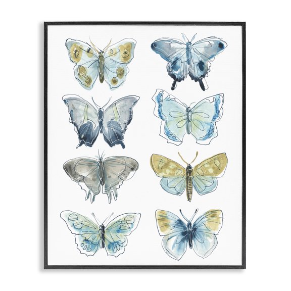 Stupell Industries Modern Varied Butterflies & Moths Insects Black Framed Giclee Art, 11 x 14, by June Erica Vess