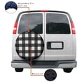 thumbnail image 4 of KAKALAD Dark Black White Buffalo Plaid Check Spare Tire Cover Universal Vehicle Accessories Buckle Car Tools 16”in, 4 of 6