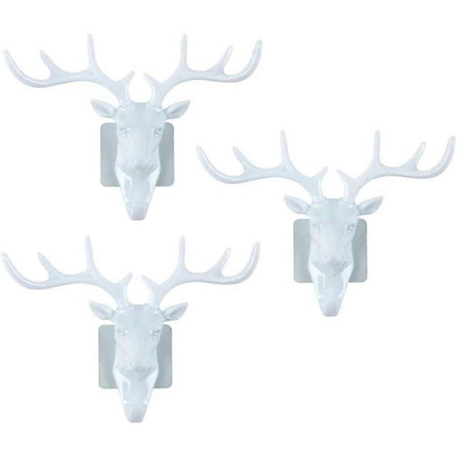 Gancho de pared KAIYANG de 3 piezas con forma de cabeza de ciervo blanco