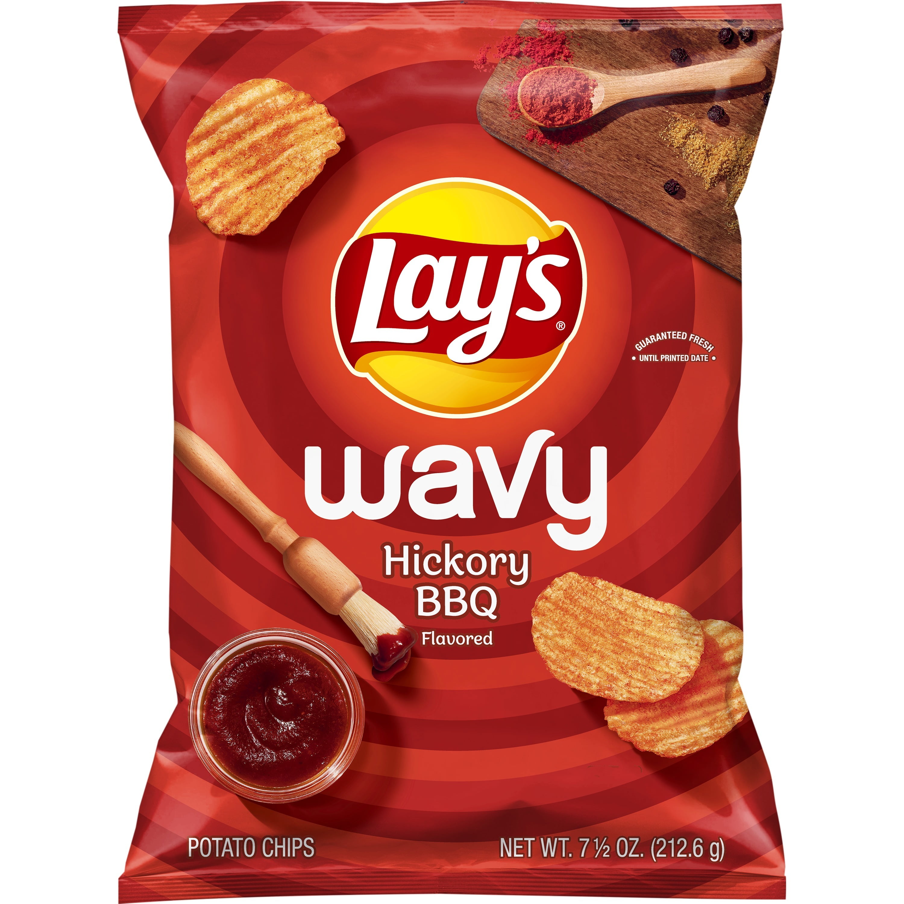Lay's Wavy Potato Chips, Hickory BBQ Flavor, 7.5 oz Bag - Walmart.com