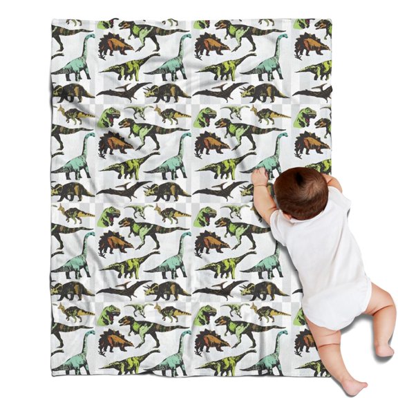 Colorful Realistic Dinosaurs Pattern Blanket,Comfortable Soft Flannel Throw Blanket,All Season,Warm Lightweight Blankets for Sofa Bed Couch Living Room Chair,30"x40"