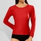 thumbnail image 1 of MHFRRA Camiseta Informal de Manga Larga Acanalada con Cuello Redondo y Corte Entallado para Mujer Rojo, 1 of 4