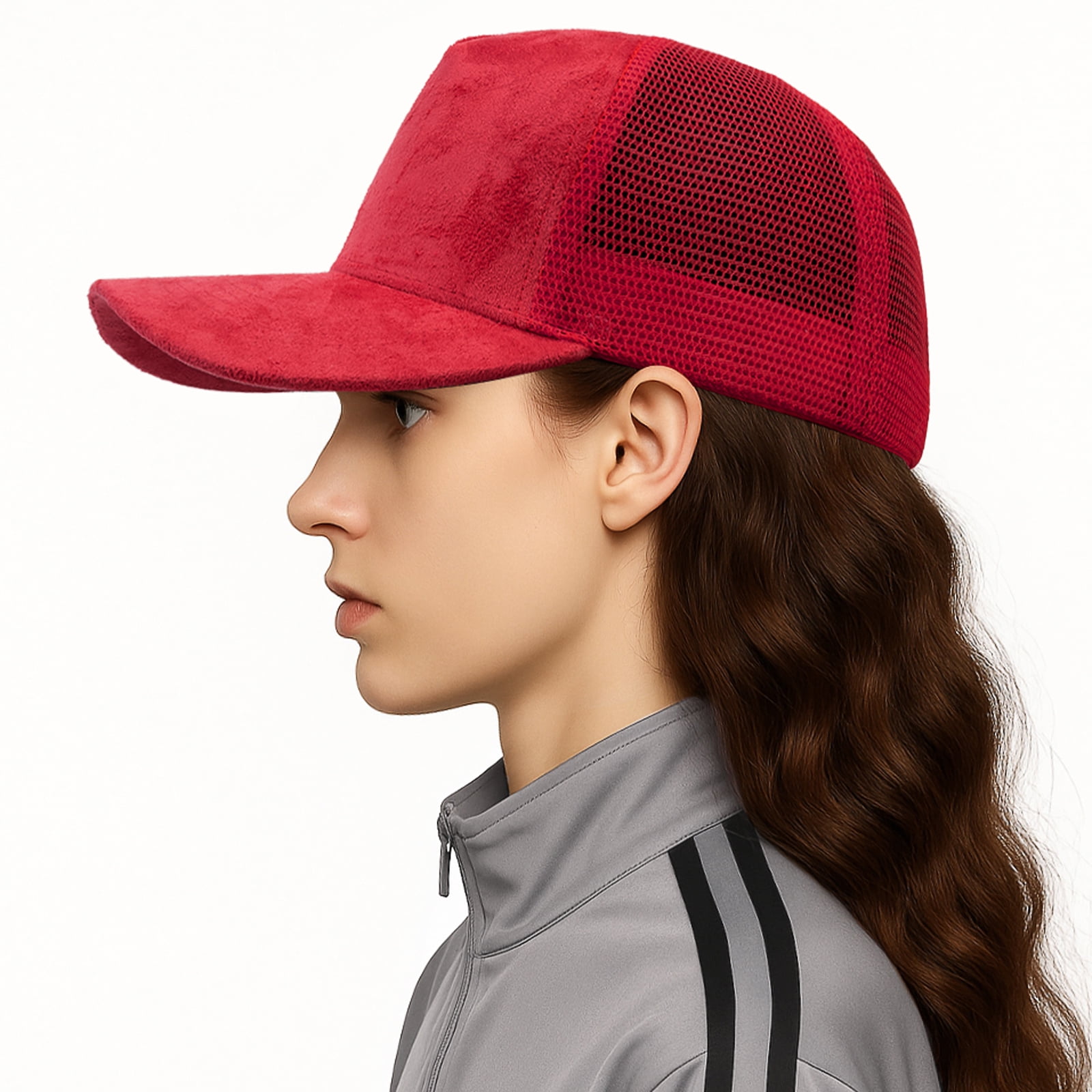 TOPTIE Suede Mesh Baseball Cap, Breathable Snapback Trucker Cap, 5