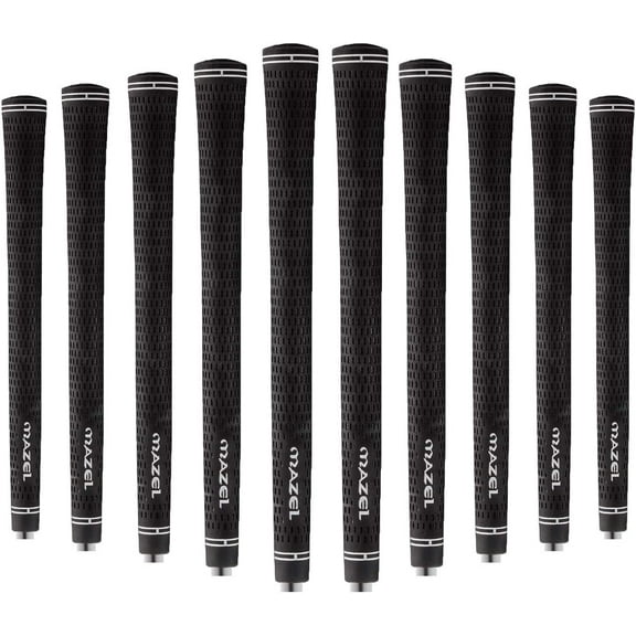 MAZEL Rubber Golf Grips Set of 10 - Midsize/ Standard Non-Slip Performance All-Weather Golf Club Grips for Driver,Chipper,Iron,Hybrid