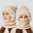 thumbnail image 4 of Bibifish Womens Scarf Hat One Piece Rib Knit Pattern Winter Warm Fleece Lined Scarf Hat Thermal Knitted One Piece Hat And Neck Warmer, 4 of 5
