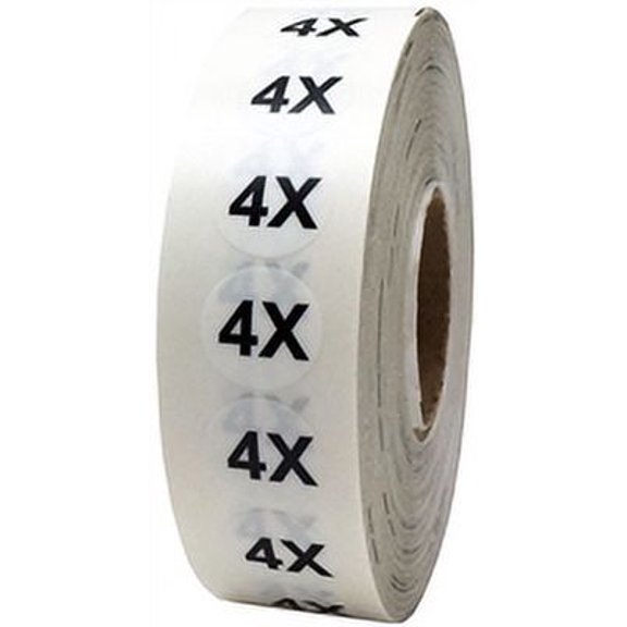 Clear 4X Clothing Size Strip Stickers | 0.75" x 4" Inches | 200 Pack