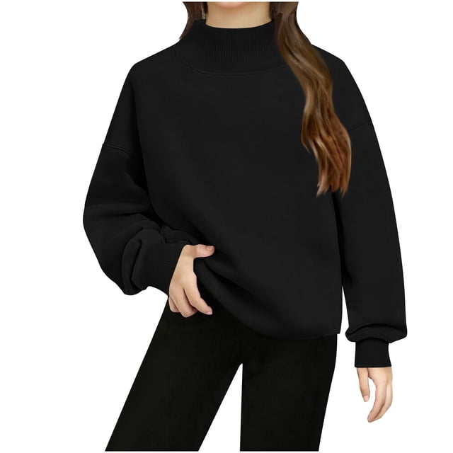 Sudadera con capucha de manga larga para niña, color liso, con abertura en el bajo y cierre de hebilla, de poliéster, talla mediana y grande