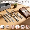 thumbnail image 5 of Nail Clippers Set 7 Pcs, Stainless Steel Toenail & Fingernail Clipper Set, Portable Travel Mens Cutter, Manicure Grooming Kit for Men, Women, Gift Ideas (Brown), 5 of 5