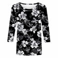 thumbnail image 5 of Women's Floral Print Fashion Tees Casual Crewneck 3/4 Sleeve Loose T Shirt Ladies Blouses Shirts, 5 of 5