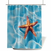 Shower Curtains for Bathroom-60"x72",Coastal Ocean Starfish Floating Waterproof Bath Curtain Grommet Shower Curtain Set with Hooks,Modern Marine Theme Washable Bath Accessories
