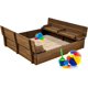 thumbnail image 1 of Songqin Large Outdoor Wooden Sand Box for Kids, Sandbox with Cover, Bench Seats Support up to 220 lbs, Bottom Liner for Drainage, Cedar Wood - Walnut, 1 of 13
