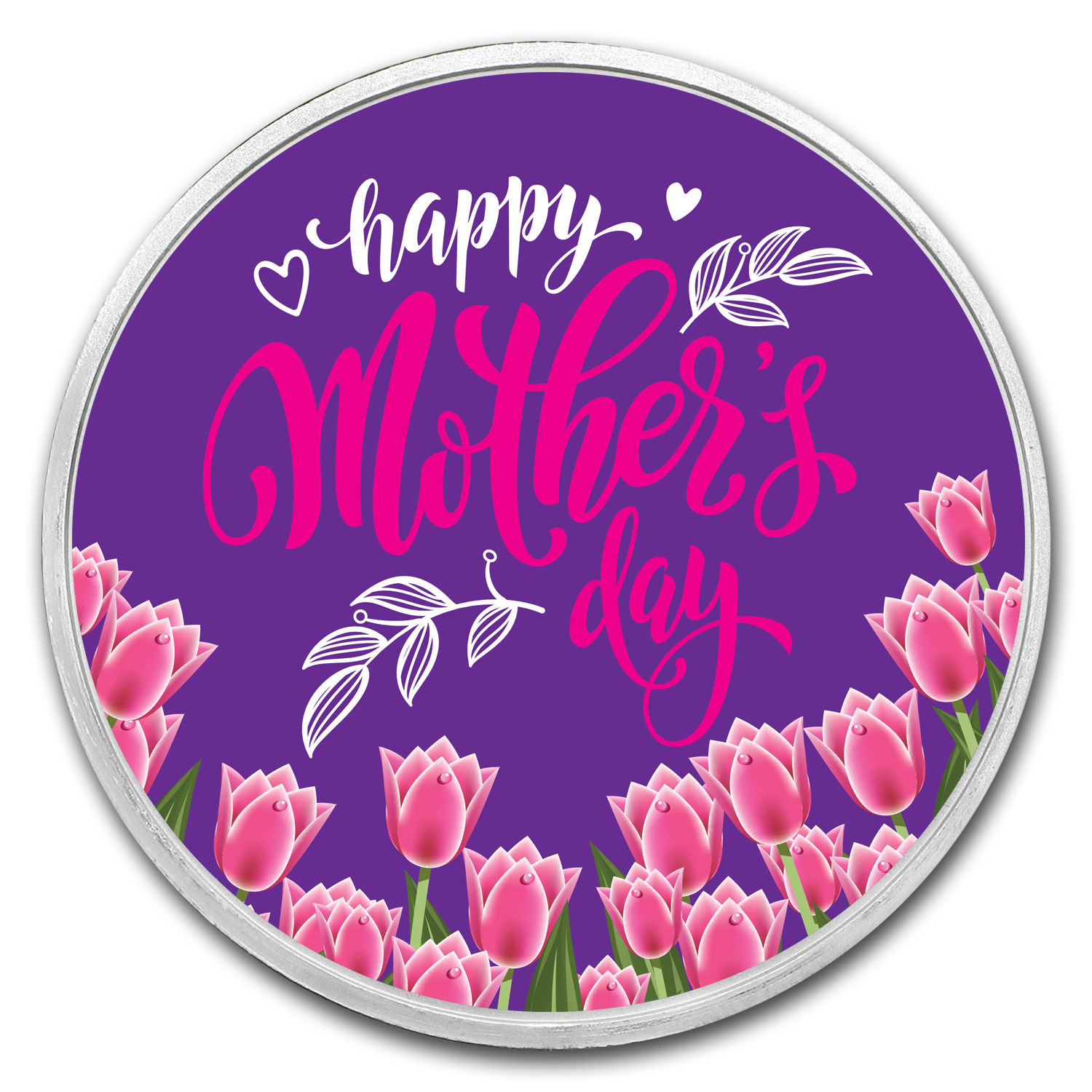 1 oz Ag Colorized Round - APMEX (Happy Mother's Day, Pink Tulips)