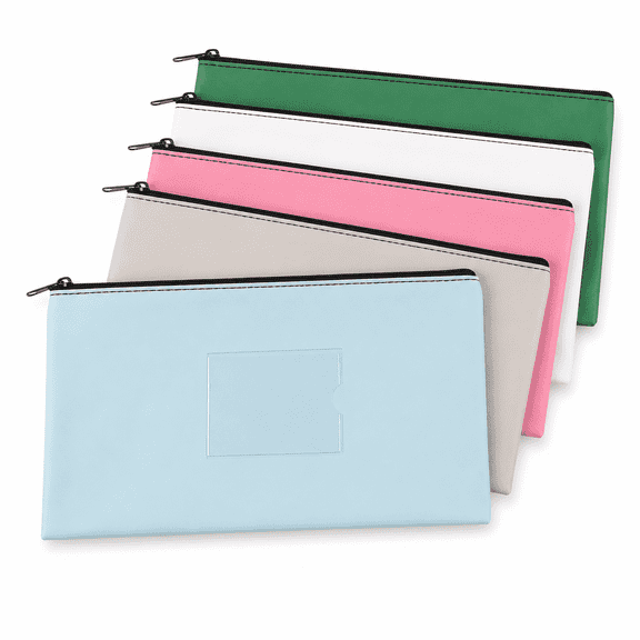 PU Leather Travel Organizer Bags - Waterproof Zipper Pouches for Passports,Tickets,Cards,and Small Tools,5 Pcs