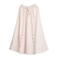 thumbnail image 4 of JIANJIA Womens Skirts Autumn Winter Cotton Linen Floral Embroidery Jacquard Elastic High Waist A Line Mid Length Skirt Outwear, 4 of 4