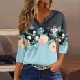 IUZSOKIL Women's Polo Shirts with 3/4 Sleeve Flower Henley V Neck