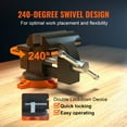 thumbnail image 6 of VEVOR Bench Vise, 4.5-inch Jaw Width 3.3-inch Jaw Opening, 240-Degree Swivel Locking Base Multipurpose Vise w/Anvil, Heavy Duty Cast Iron Workbench Vise w/Bolts & Nuts, for Drilling, Pipe Cutting, 6 of 10