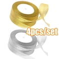 thumbnail image 2 of Cheers.US 4Pcs 22mx2cm Glitter Metallic Ribbon,Gold Silver Glitter Ribbon for Gift Crafters Wedding Party Brithday Wrap Hair Bows Floral Projects Wrapping Decorations DIY Crafts Arts, 2 of 7