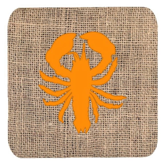 Lobster Burlap And Orange Foam Coasters - Set 4, 3.5 x 3.5 In.