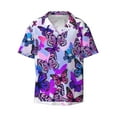 thumbnail image 2 of Lsque Flying Butterflies print Men's Cuban Collar Short Sleeve Shirt Summer Beachwear Casual Button Down Fashionable Vacation Leisure Shirt-Medium, 2 of 7