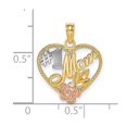 thumbnail image 5 of Auriga Fine Jewelry 14K Two-tone Gold White Rhodium Textured #1 Mom Heart Charm Pendant for Women, 5 of 6