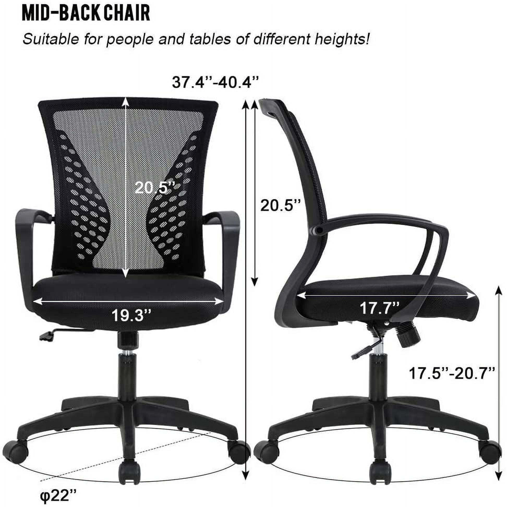 BestOffice Ergonomic Office Chair with Lumbar Support Armrest Rolling Swivel Adjustable Chair Adults, Black