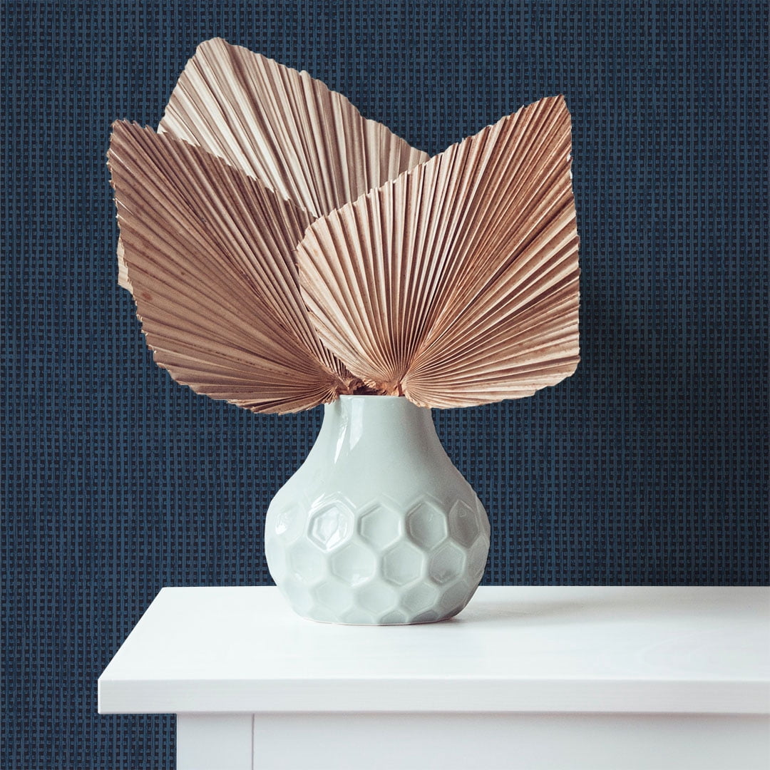 Tempaper Textured Rattan Blue Peel and Stick Wallpaper, 20.5" x 16.5'