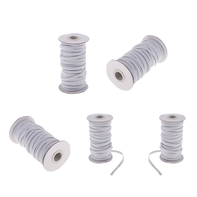 Recorte De Costura De Banda Elástica Trenzada Plana De 6 Mm Carrete De Cadena De Rollo Blanco 22.97 Yardas Macarena Costura con banda elástica