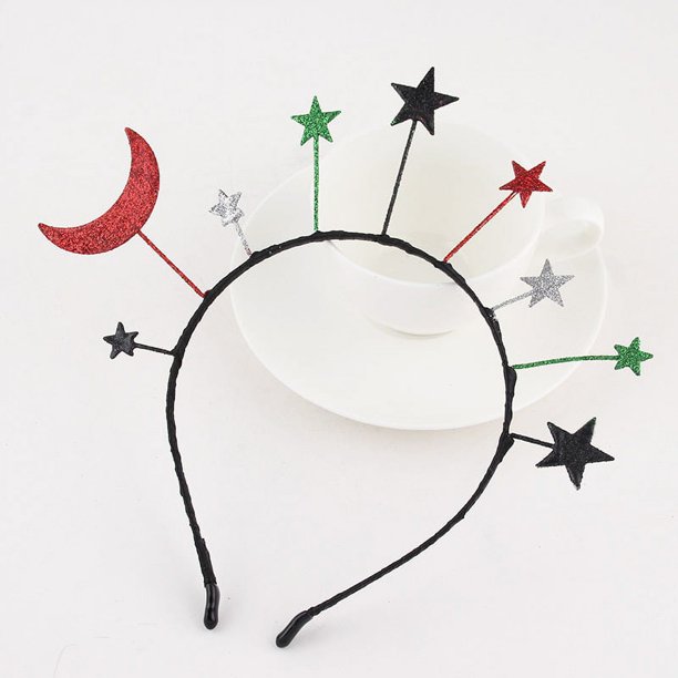 Diadema de lentejuelas con purpurina y forma de luna y estrella para Halloween, fiestas, bodas, cumpleaños, disfraces, cosplay