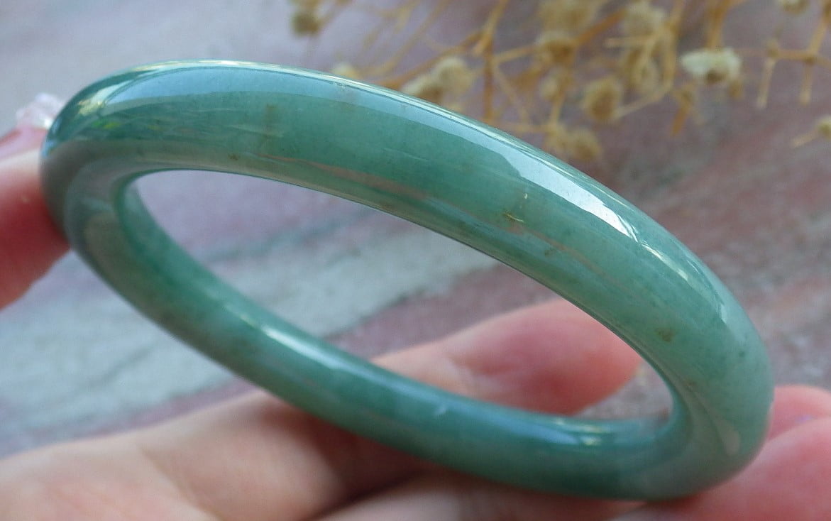 Green Natural A JADE Jadeite Circle Bangle Bracelet 55 mm 681430 TN