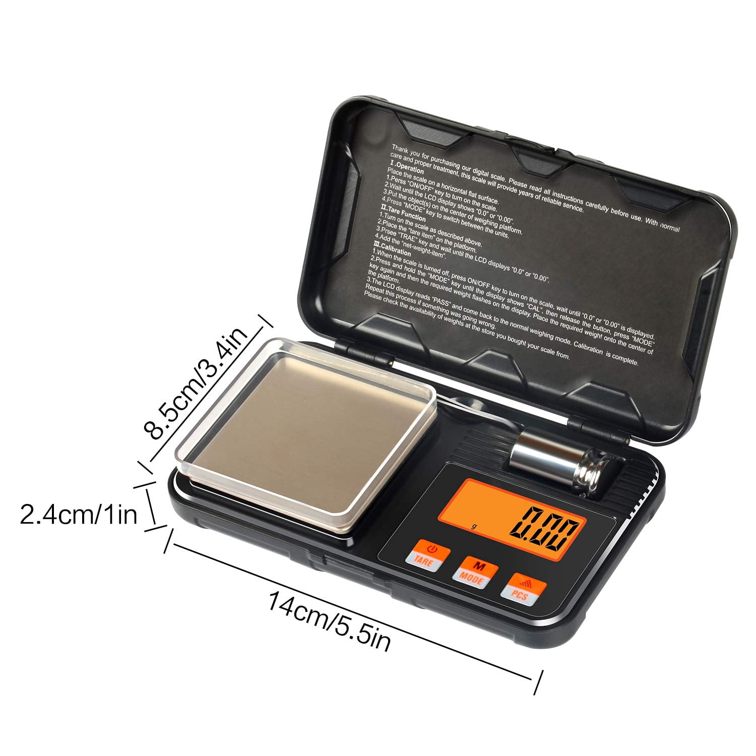 Digital Pocket Scale, 200g x 0.01g 50g/0.001g Jewelry Gram Scale, 6 Units Conversion Mini Scale with LCD Display, Tare Function for Food, Jewelry, Medicine, Coffee