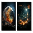 thumbnail image 2 of Designart "Celestial Worlds II" Galaxies Framed Wall Art Set Of 2 - Teal Fantasy Gallery Wall Frame Set For Home Decor, 2 of 7