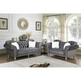 thumbnail image 4 of Titanic Furniture Mariann Tufted Velvet Upholstered Sofa with Nailheads in Gray, 4 of 4