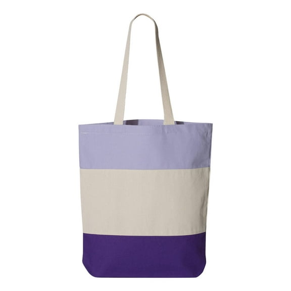 Q-Tees - 11L Tri-Color Tote - Q125900 - Purple/ Natural/ Lavender - Size: One Size