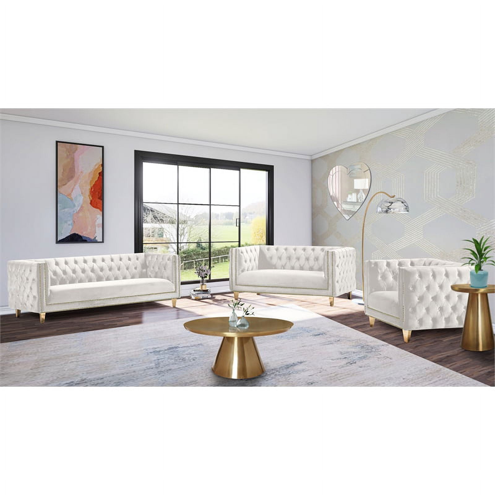 Meridian Furniture Michelle Cream Velvet Sofa