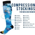 thumbnail image 4 of Coolnut Blue Flowers Compression Socks Women Men Knee High Stockings 1Pair for Sports, Running, Travel38 Gift, 4 of 7