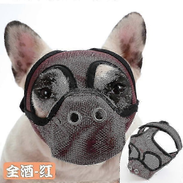 Short Snout Dog Muzzles,bulldog Muzzle Adjustable Breathable Mesh Dog Muzzle For Briting Chewing