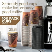 Disposable Coffee Cups with Lids 12 oz, 100 Count, To Go Coffee Cups for Hot Beverages