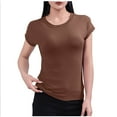 thumbnail image 1 of T-shirt à Manches Courtes pour Femmes, Col Rond, Tissu en Polyester, Doux et Confortable, Tenue Décontractée, Usage à la Maison Ou Quotidien, Noir G, 1 of 5