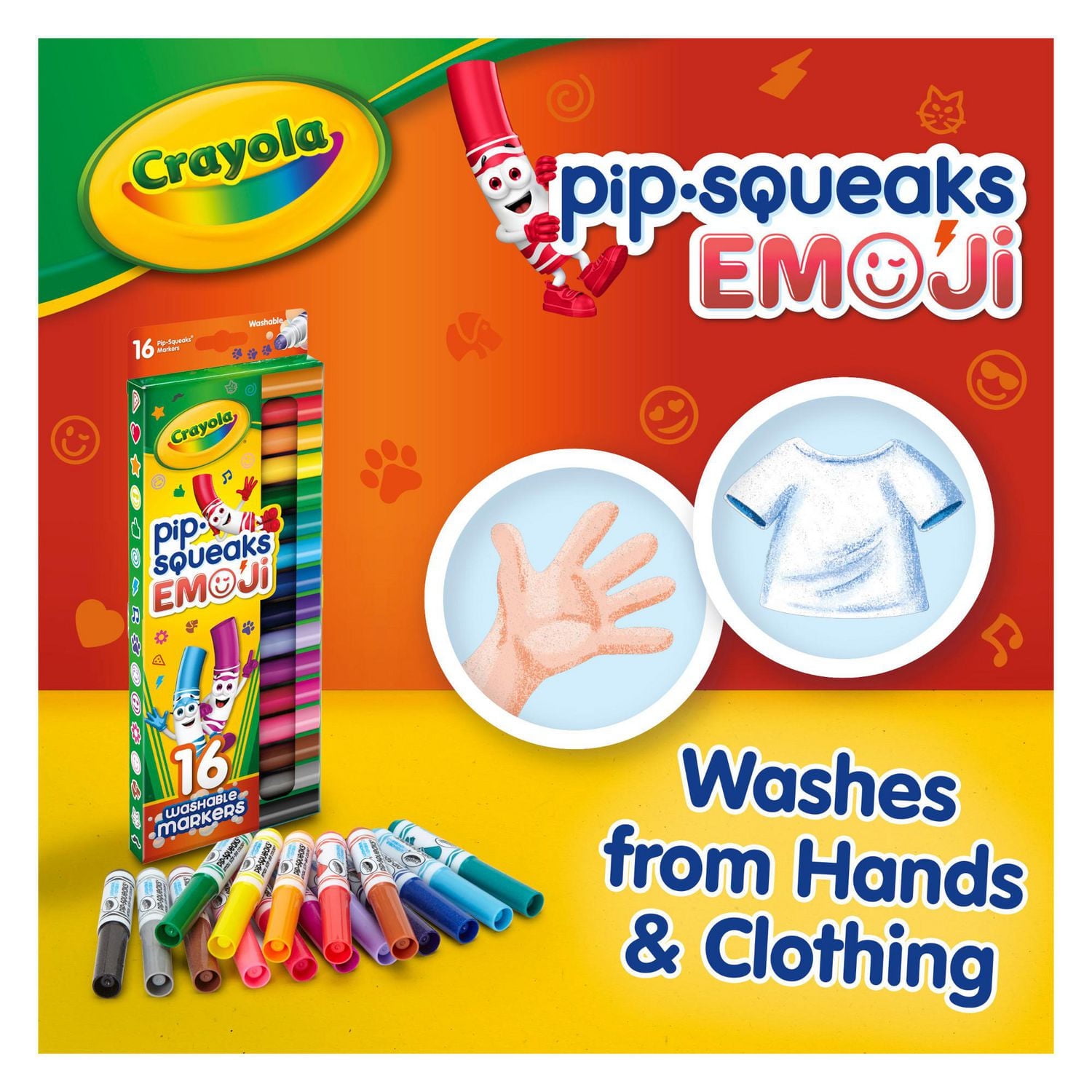 Crayola Emoji Washable Stamper Markers, 16 Count, Emoji stamp markers