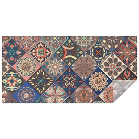 Multicolor Ethnic Geometric Pattern Rectangle Tablecloth 60"x120",Waterproof Polyester Rectangle Table Cloth, Wipeable Spillproof Polyester Tablecloth for Dining, Camping, Indoor and Outdoor