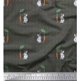 thumbnail image 1 of Soimoi Japan Crepe Satin Fabric Carrot & Rabbit Dots Print Fabric by Yard 42 Inch Wide, 1 of 5