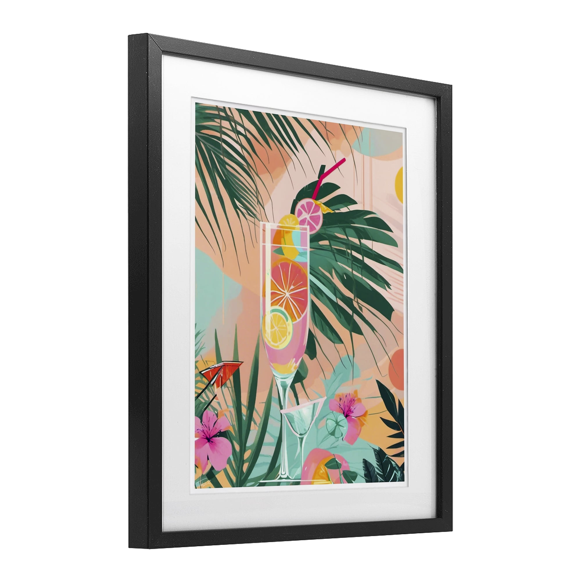 Stupell Industries Jungle Lemonade Cocktail Black Framed Print Under Glass, design by Tabz Jones