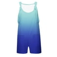 thumbnail image 5 of Abcomgle Girls Rompers Size 7-8 Loose Sleeveless Cotton Linen Short Jumpsuits Kids Gradient Adjustable Strap Girls Overalls Summer Clothes with Pockets 11-12 Years,Blue, 5 of 5