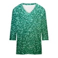 thumbnail image 5 of JTZGDY Sequin Tops for Women Plus Size 3/4 Sleeves Glitter Sparkly Printed Sexy V Neck Basic T-Shirts Dressy Casual Summer Oversized Tunic Blouse Multicolor#01 XXXXXL, 5 of 6