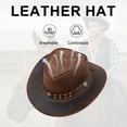 thumbnail image 4 of Dream Apparel Brown Leather Cowboy Western Hat for Men and Woman Felt Studded Steampunk Hat Halloween Costume, 4 of 8