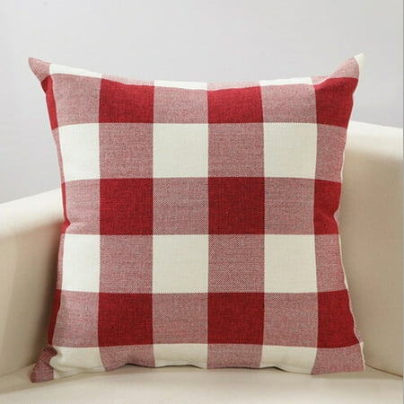 Cheap Pillows For Couch Throw Pillow Case, Justdolife Linen Classic Plaid Square Pillow Cushion Cover Home Office Car Decor for Car Couch Bedding Christmas Gifts 18'*18' ()