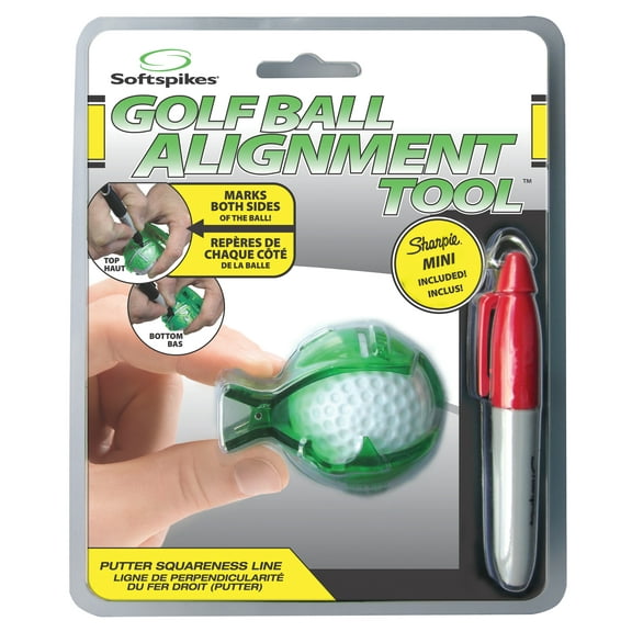 Softspikes Golf Ball Alignment Tool with Sharpie Mini – Plastic Marker for Accurate Putt & Drive Lineup, 2 Piece