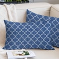 thumbnail image 2 of Dark Blue Morocco Throw Pillow Covers, Ethnic Abstract Geometric Quatrefoil Grid Soft Breathable Pillow Cases with Invisible Zipper, Standard Pillowcases for Couch Bed Sofa Chair 20x26 Inches, 2 of 9